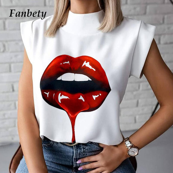 Elegant Lips Print blouse